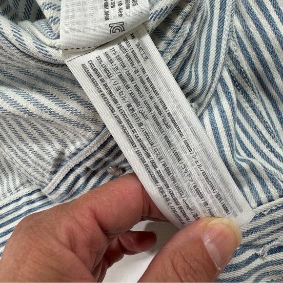 New Abercrombie Cropped Denim Trucker Jacket Pinstripe - Picture 4 of 7